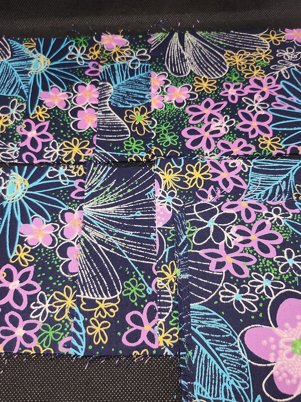 Navy Floral 4.75 Inch 12 Pcs Squares